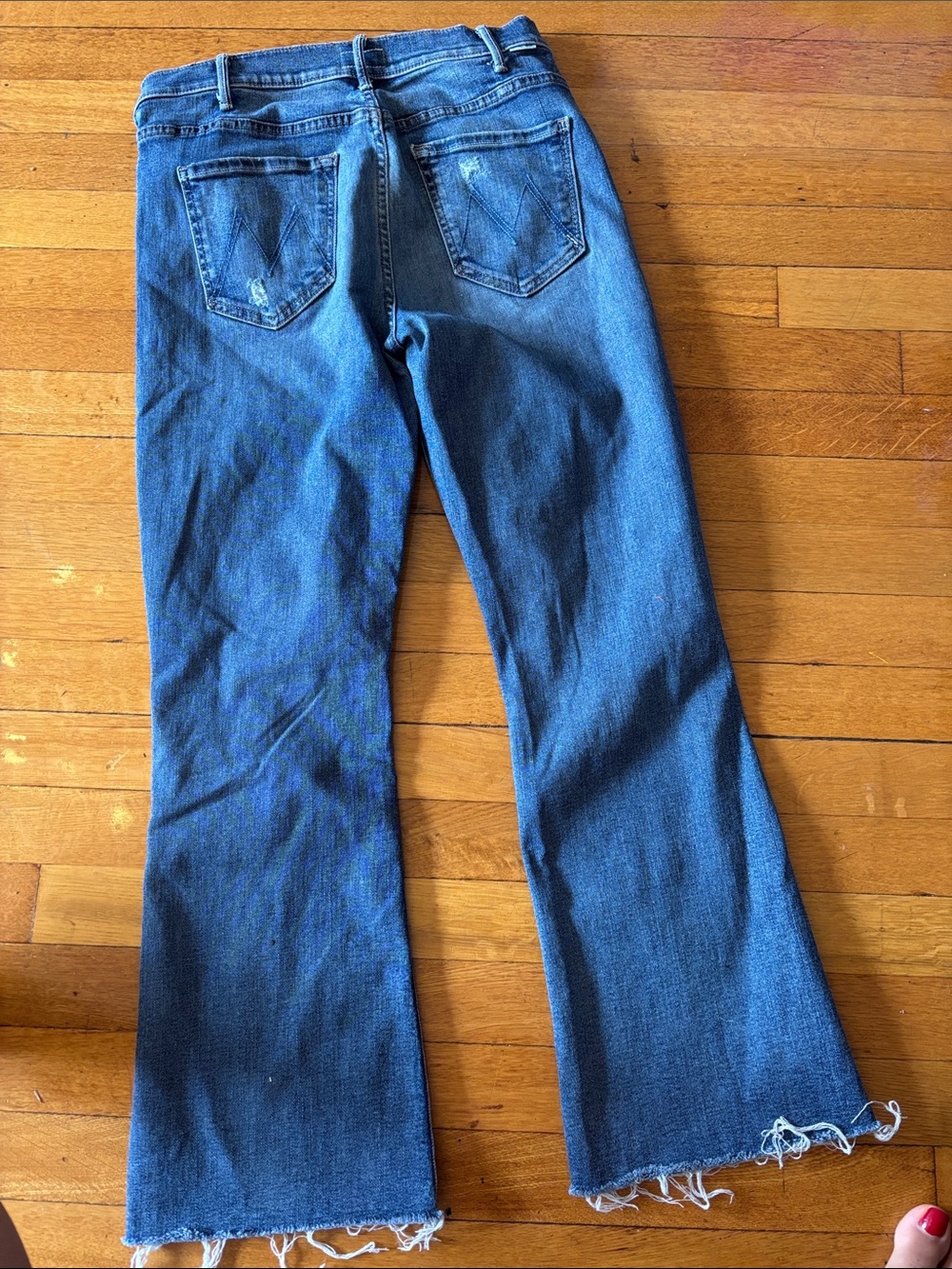 MOTHER  Blue Women's Distressed Flare Jeans